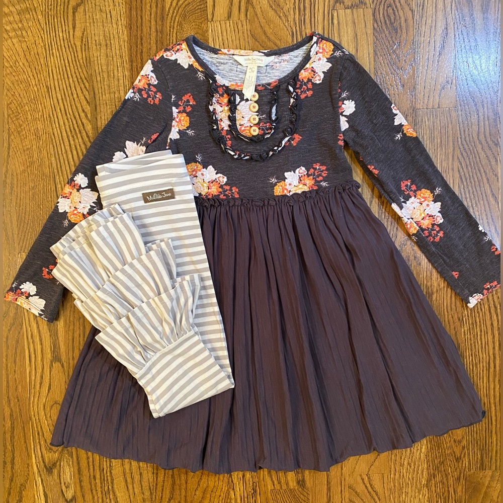 Matilda Jane Joanna Gaines long sleeve black dress and matching Bennys